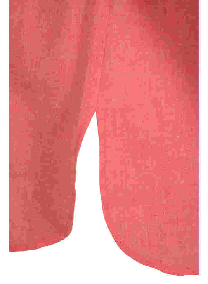 Lang skjorte med 3/4 ærmer og v-udskæring, Hot Coral, Packshot image number 3