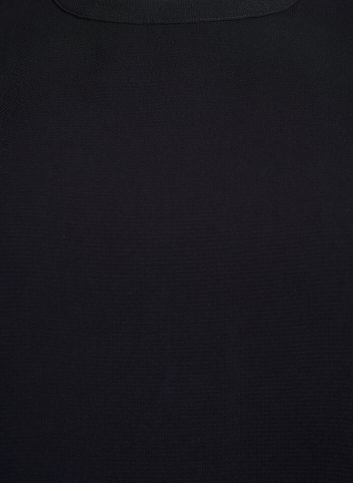 Bluse med stribedetalje på ærmerne, Sort, Packshot image number 2