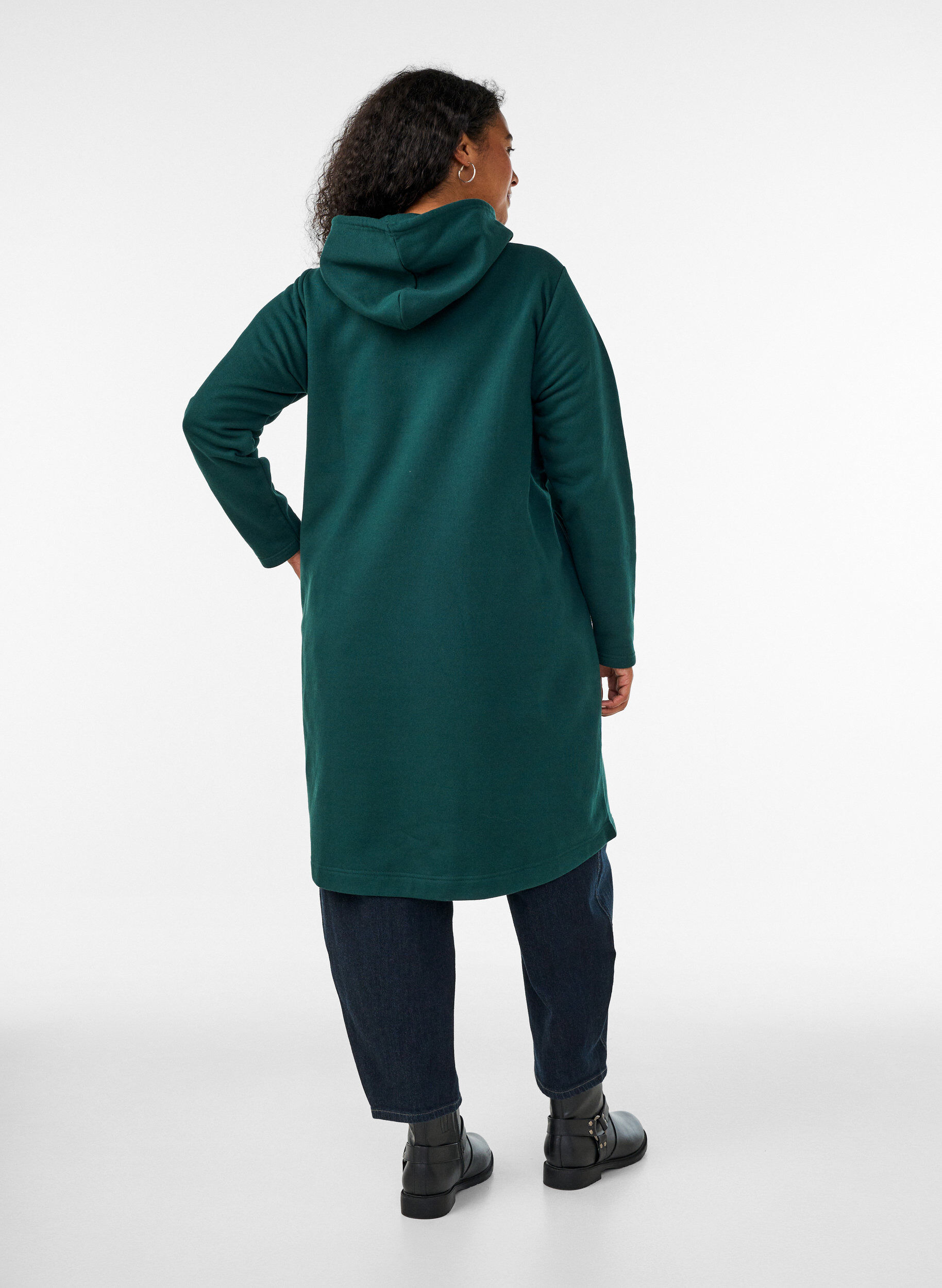 ZizziSweatkjole med h&aelig;tte og lommer, Gr&oslash;n, Model image number 1