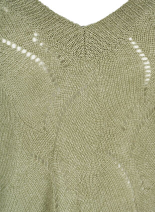 Mønstret strikbluse med uld, Sea Spray mel, Packshot image number 3