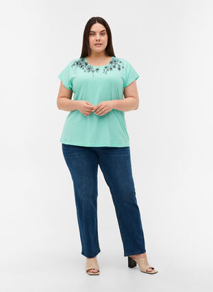 Bomulds t-shirt med printdetaljer , Cabbage FLOWER, Model image number 2