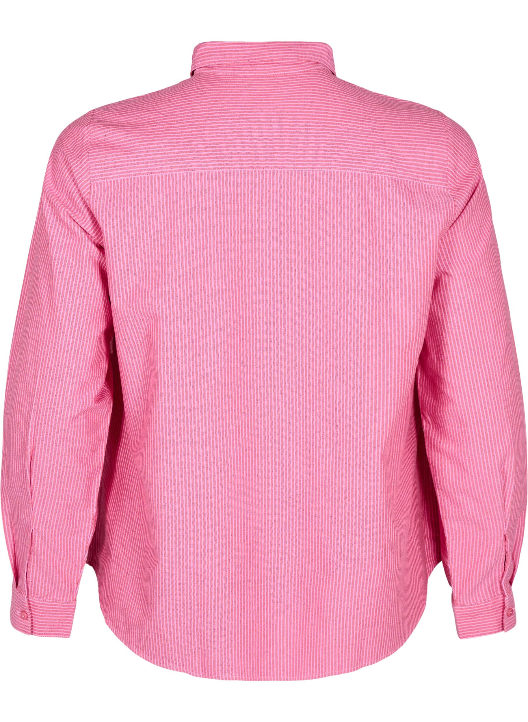 Zizzi Lang&aelig;rmet skjorte i bomuld, R&oslash;d, Packshot image number 1