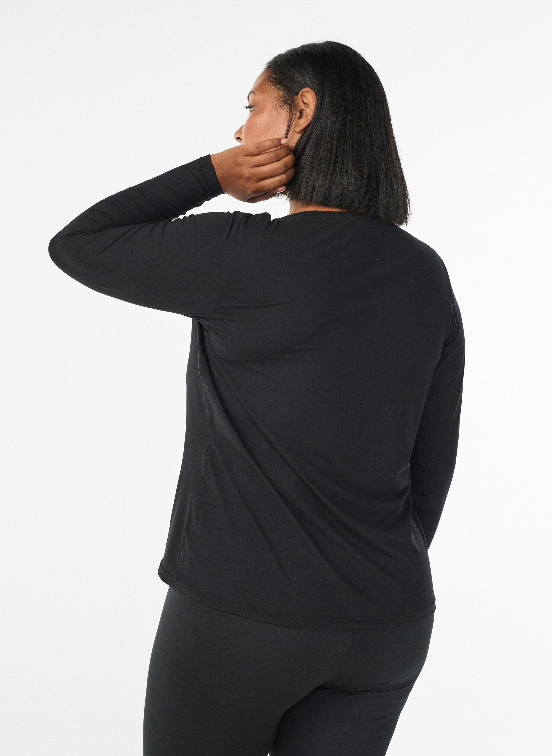 ZizziTr&aelig;ningsbluse med lange &aelig;rmer, Sort, Model image number 2