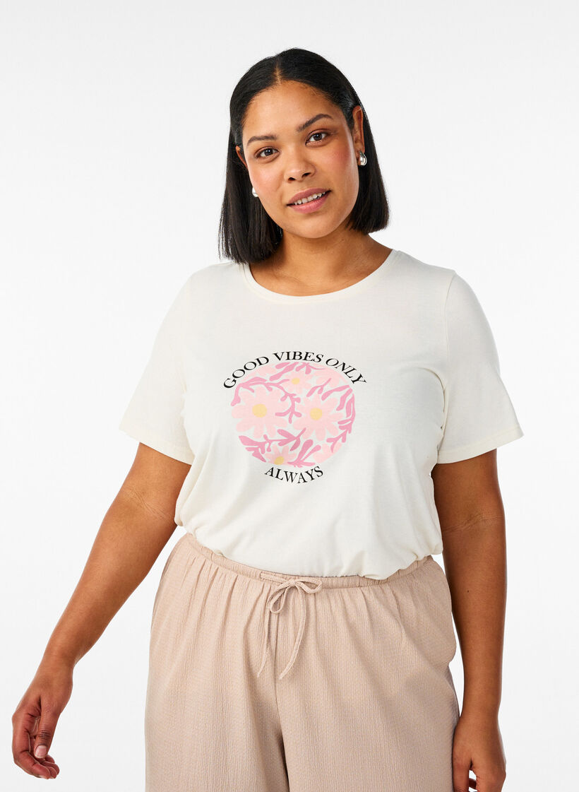 T-shirt med motiv, Vanilla, Model image number 0