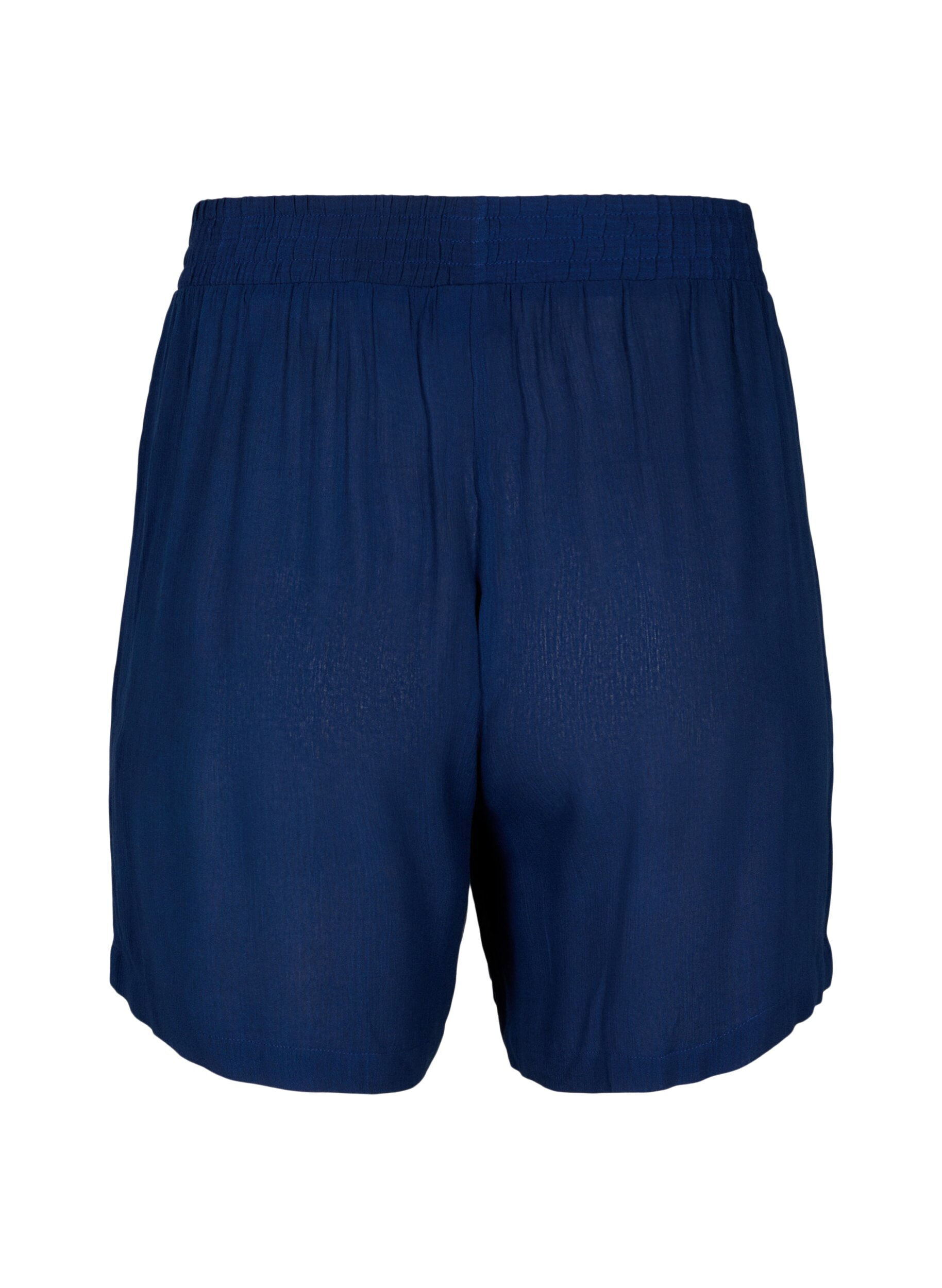 Zizzi Shorts i viskose med h&oslash;j talje, Medieval Blue, Packshot image number 1