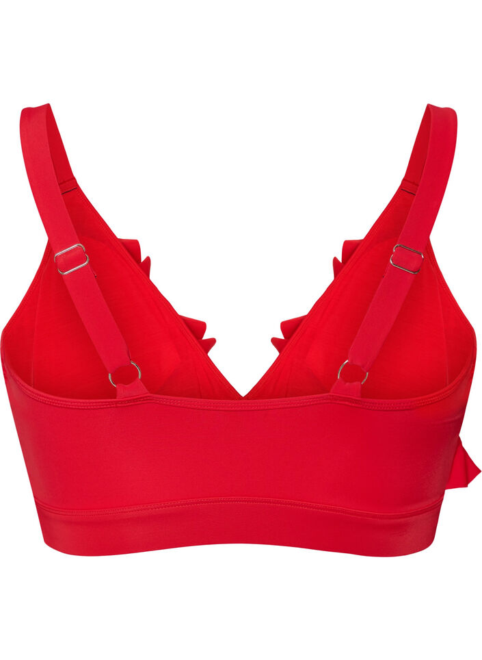 Bikini top med fl&aelig;ser og udtagelig indl&aelig;g, R&oslash;d, Packshot image number 1
