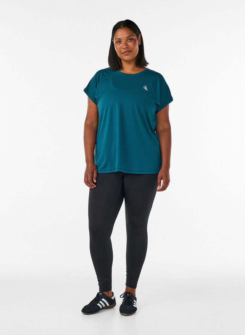 Ensfarvet tr&aelig;nings t-shirt, Gr&oslash;n, Model image number 1