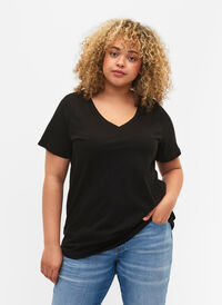 2-pak basis t-shirt i bomuld, Black/Bright W, Model