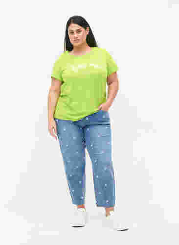 Bomulds t-shirt med tryk, Lime Green w. Bella, Model image number 2