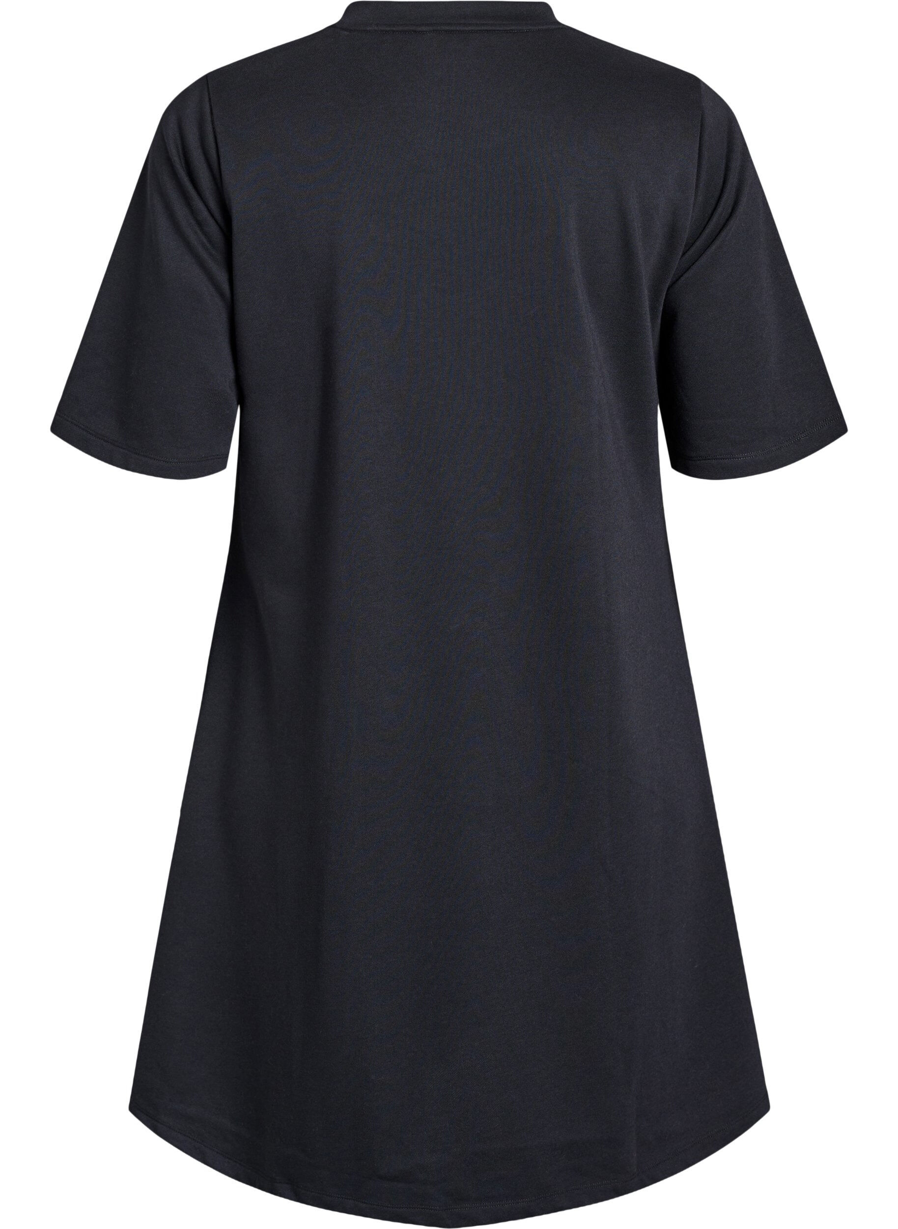 Zizzi Kn&aelig;lang jerseykjole med lommer og A-facon, Sort, Packshot image number 1