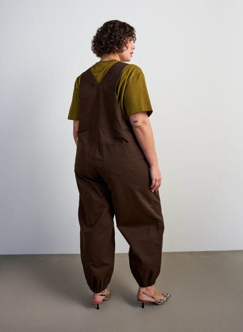 Overalls med balloneffekt og justerbare seler, Brun, Model image number 1