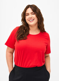 FLASH - T-shirt med rund hals, High Risk Red, Model