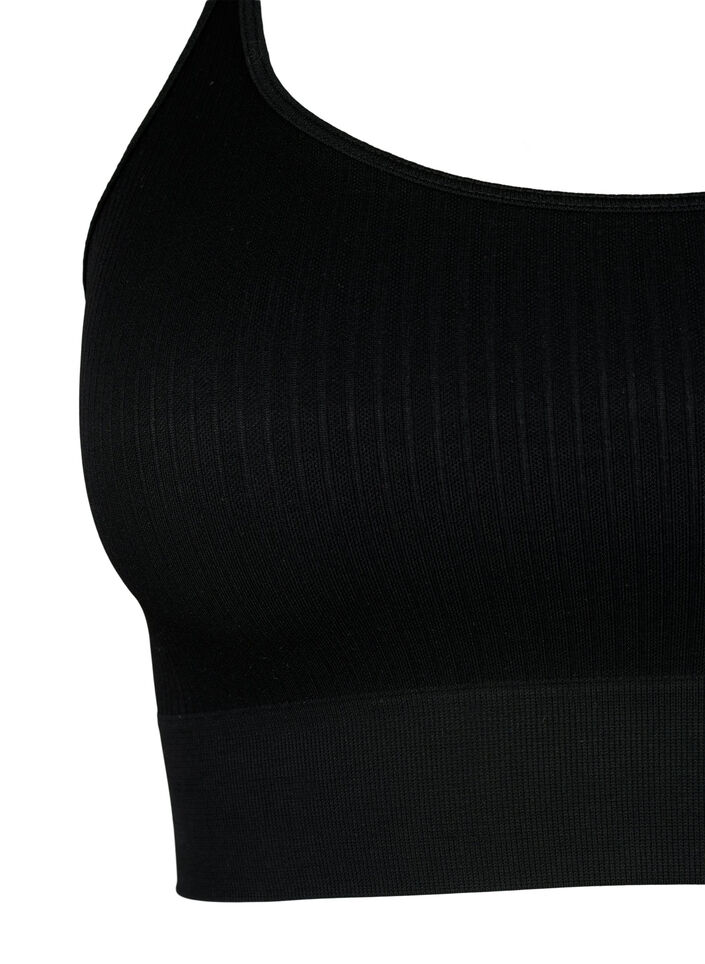 Seamless sports bh i ribkvalitet, Black, Packshot image number 2