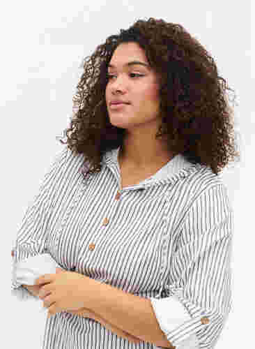 Viskose tunika med hætte, Black/White Stripe, Model image number 2