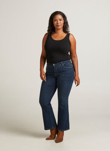 Ellen bootcut jeans, Dark blue denim, Model image number 0