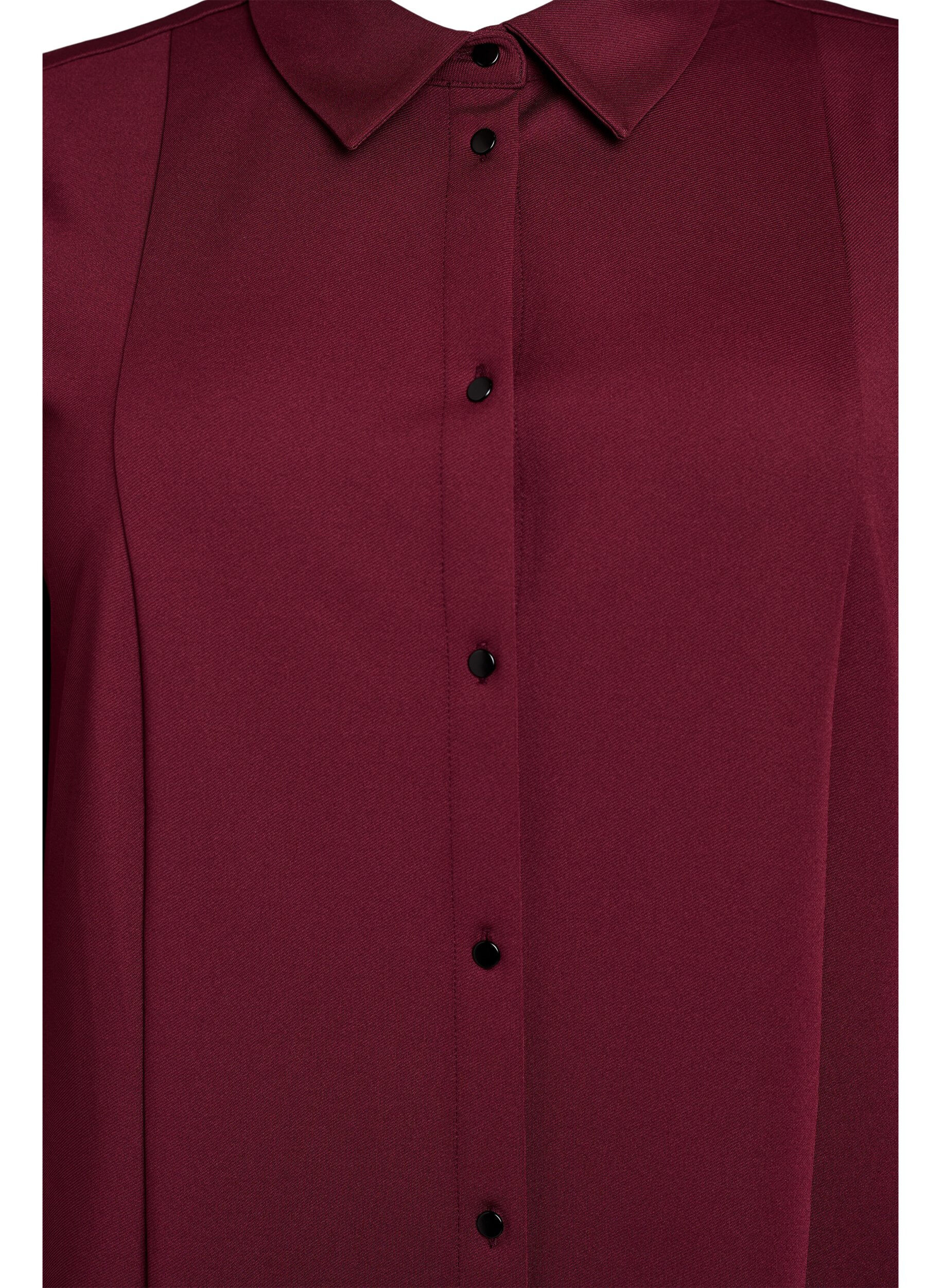 Zizzi Kort skjortekjole med 3/4 &aelig;rmer, R&oslash;d, Packshot image number 2