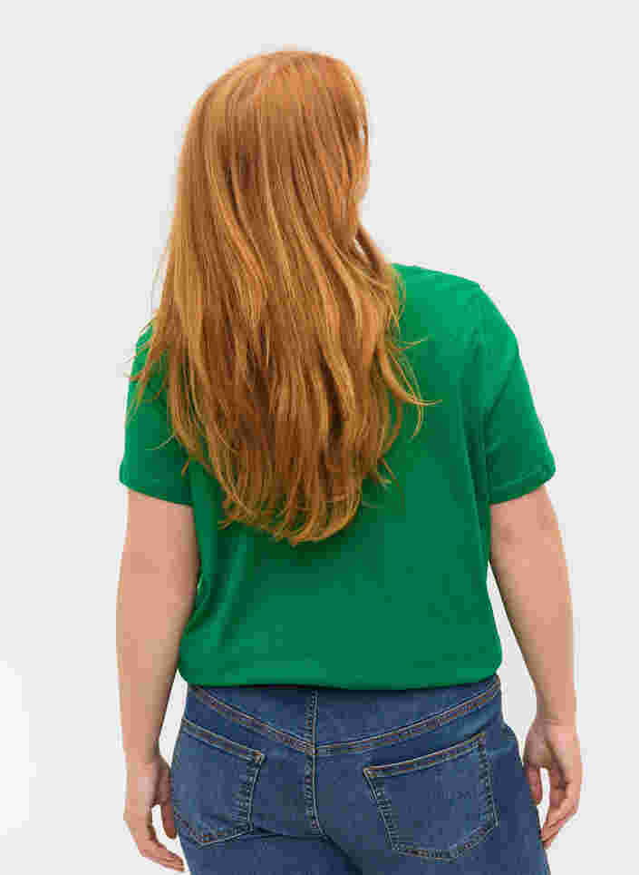 Kortærmet bomulds t-shirt med tekstprint, Jolly Green, Model image number 1