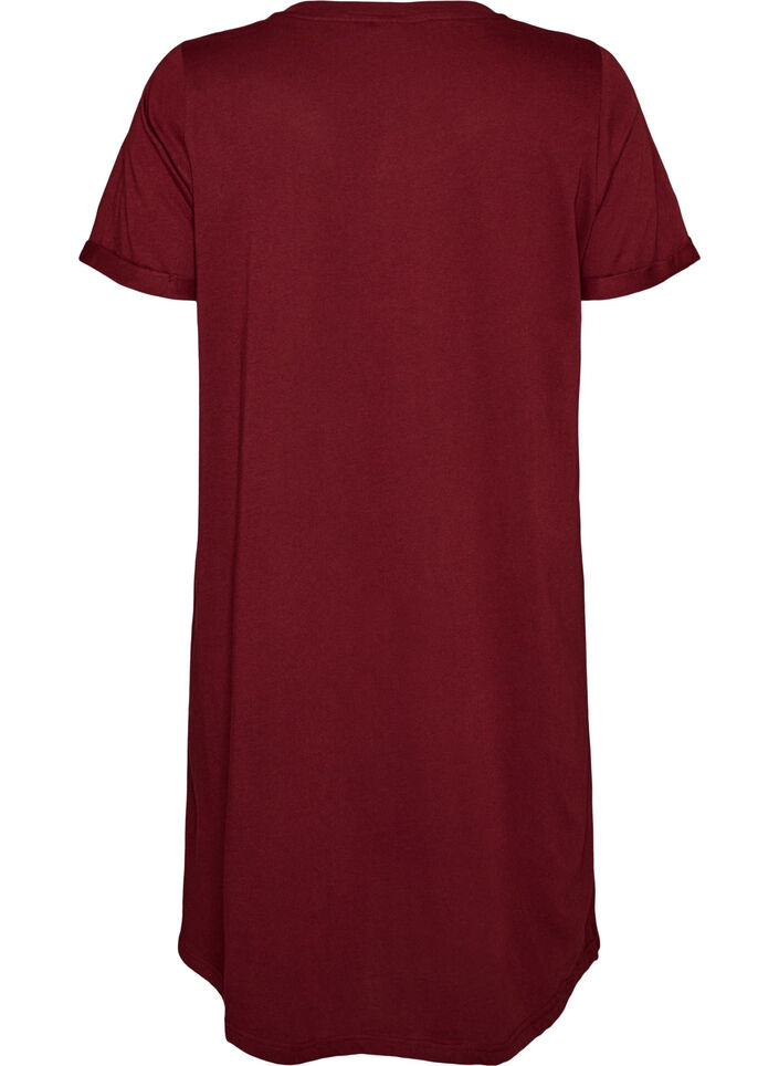 Kort&aelig;rmet natkjole i &oslash;kologisk bomuld, M&oslash;rk Bordeaux, Packshot image number 1