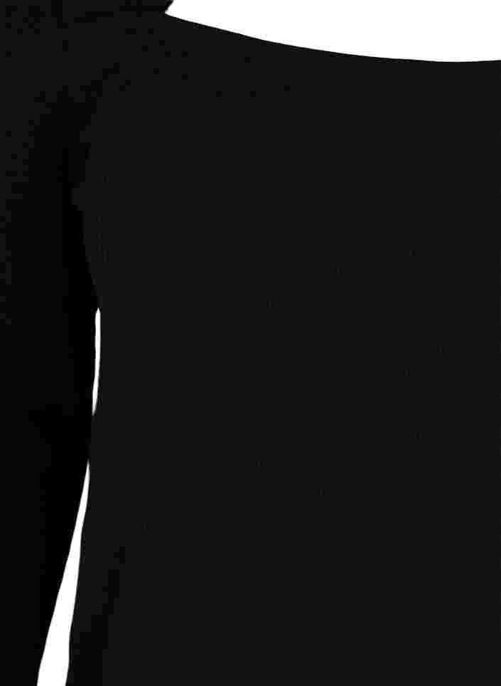 Langærmet bluse med udskæringer, Black, Packshot image number 2