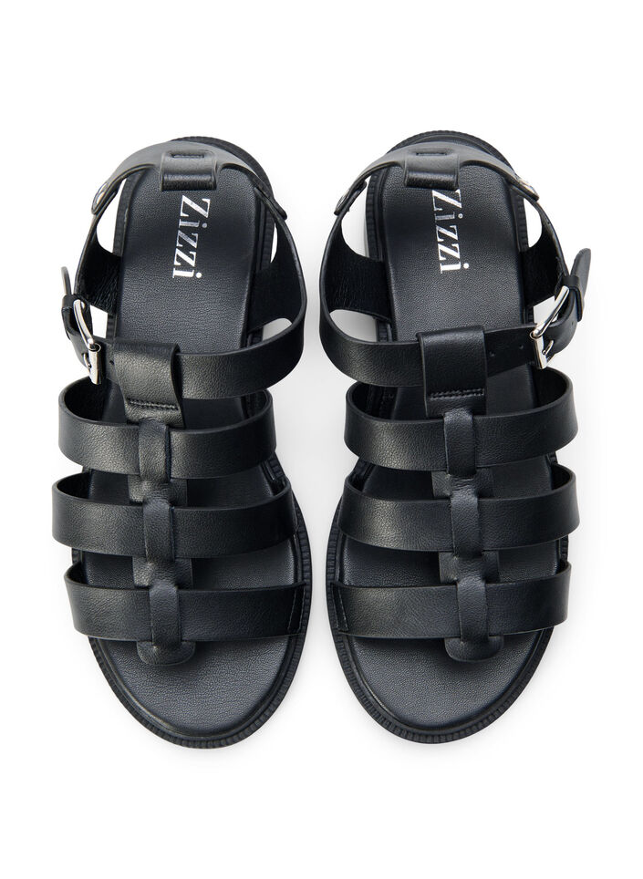 Wide fit - Læder sandal, Sort, Packshot image number 2