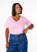 Kort&aelig;rmet basis t-shirt med v-hals, Lyser&oslash;d, Model image number 0