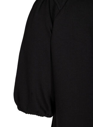 Sweat bluse med pufærmer, Black, Packshot image number 3