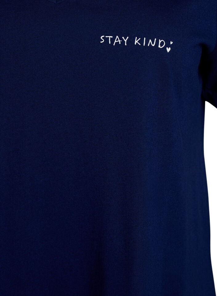 Natkjole i &oslash;kologisk bomuld med v-hals , Bl&aring;, Packshot image number 2