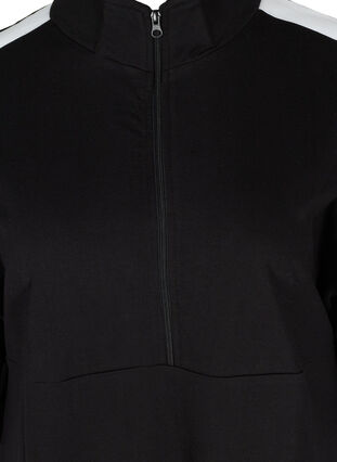 Bomulds sweatkjole med lynlås og 3/4 ærmer, Black, Packshot image number 2