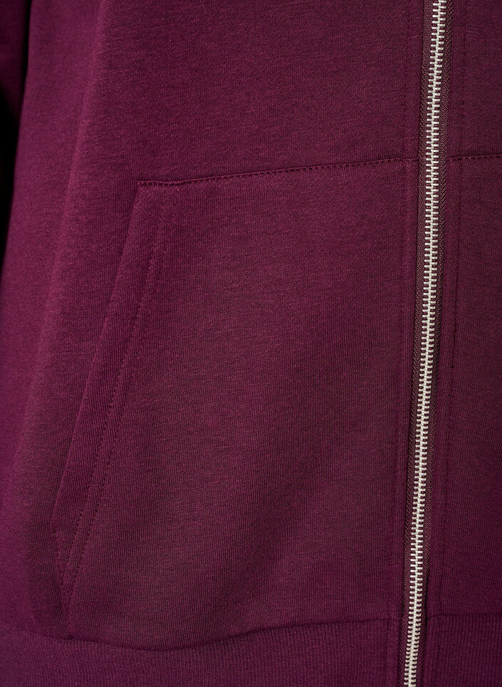 Sweat h&aelig;ttetr&oslash;je med lynl&aring;s og lommer, Lilla, Packshot image number 3