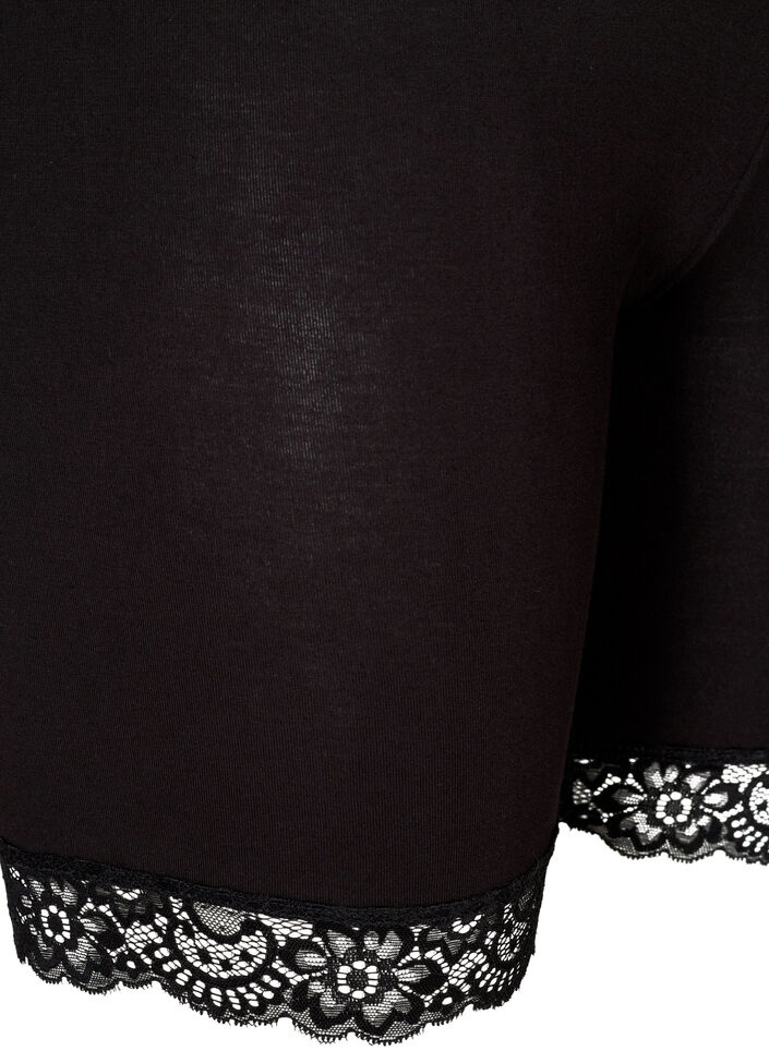 Cykelshorts med blondekant, Sort, Packshot image number 2