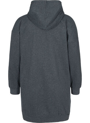 Sweatkjole med hætte og lynlås, Dark Grey Melange, Packshot image number 1