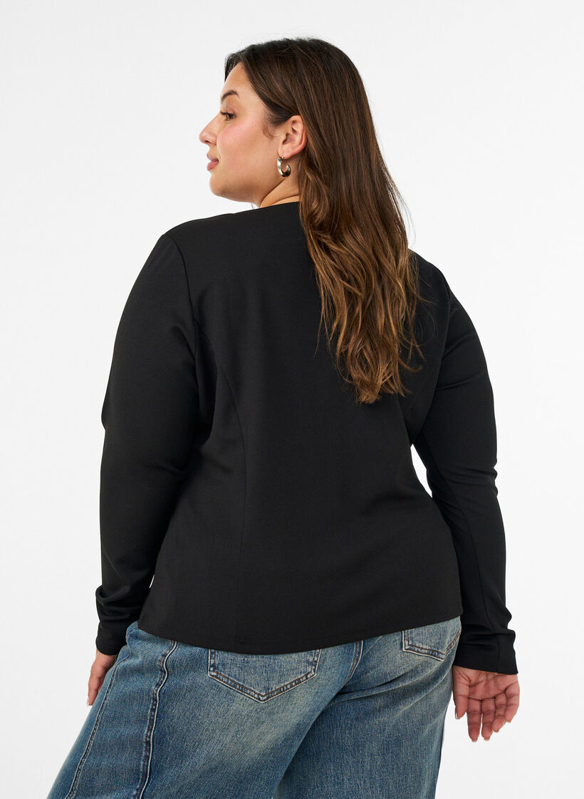 Figursyet cardigan med knudelukninger, Sort, Model image number 2