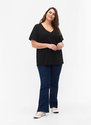FLASH - 2-pak t-shirts med v-hals, Black/Black, Model image number 2