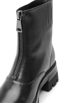 Kort wide fit læderstøvle med lynlås, Black, Packshot image number 4