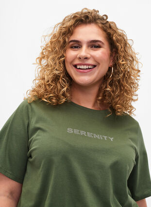 Økologisk bomulds t-shirt med tekst, Thyme SERENITY, Model image number 2