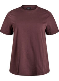 Basis t-shirt i bomuld med rund hals, Brun