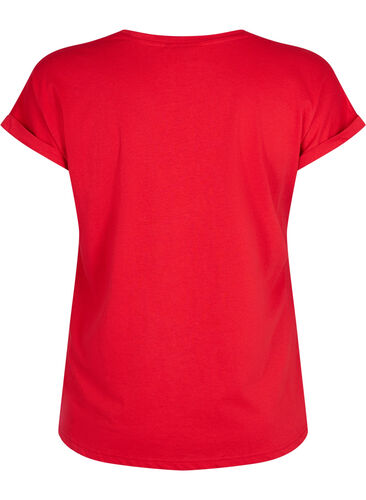 Kortærmet t-shirt i bomuldsblanding, Tango Red, Packshot image number 1