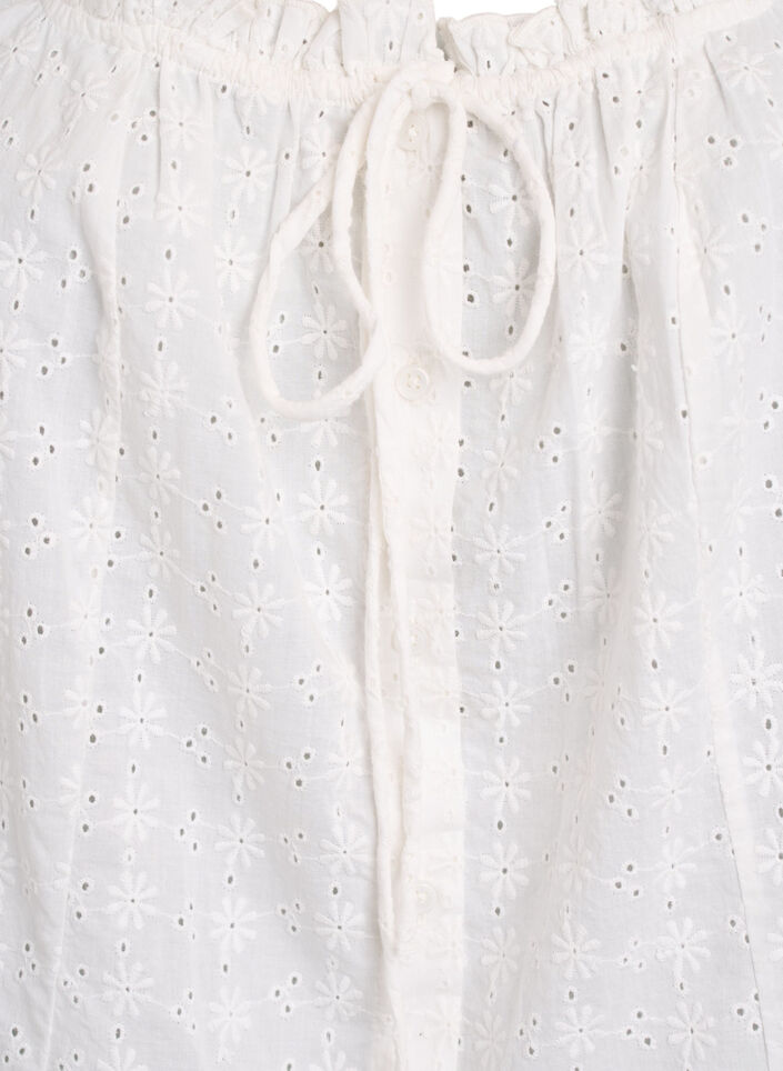 &AElig;rmel&oslash;s bluse med broderie anglaise og fl&aelig;ser, Vanilla, Packshot image number 2