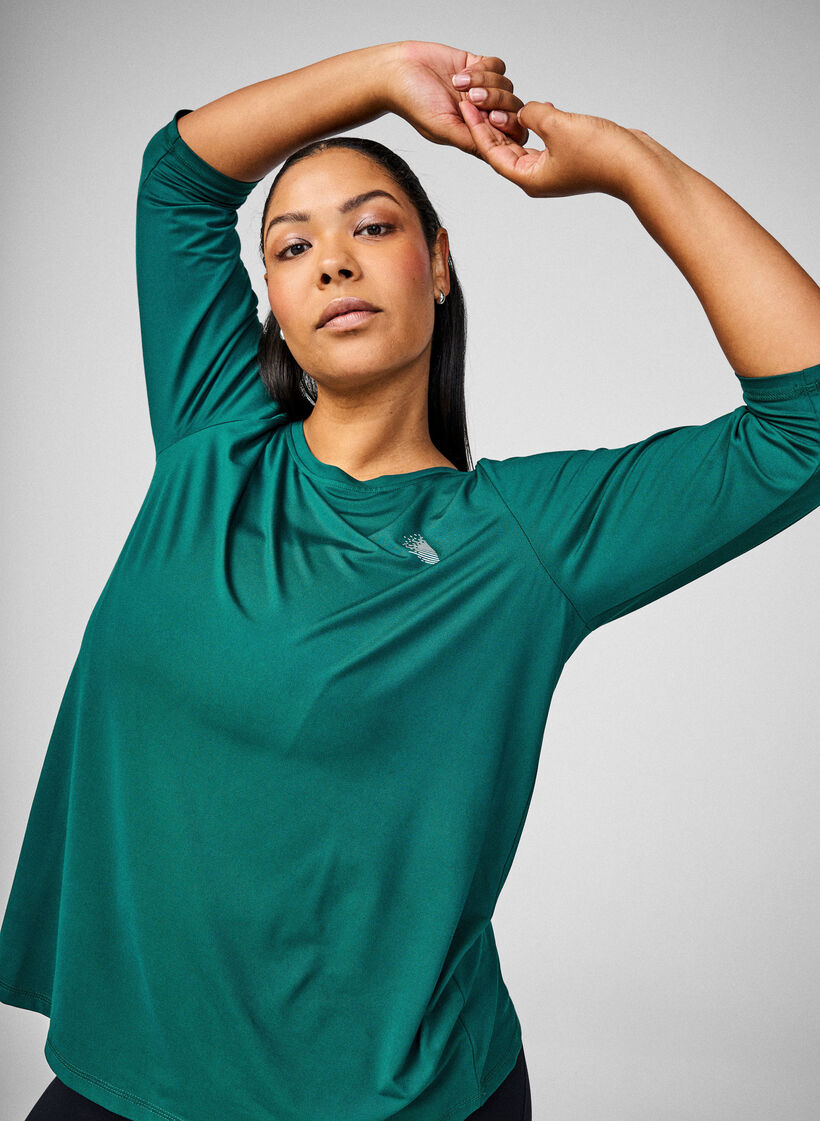 Tr&aelig;ningsbluse med 3/4 &aelig;rmer, Gr&oslash;n, Image image number 0