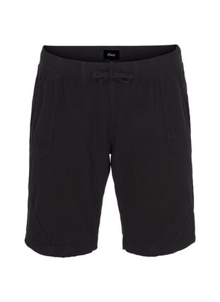 Løse shorts i bomuld med lommer, Black, Packshot image number 0