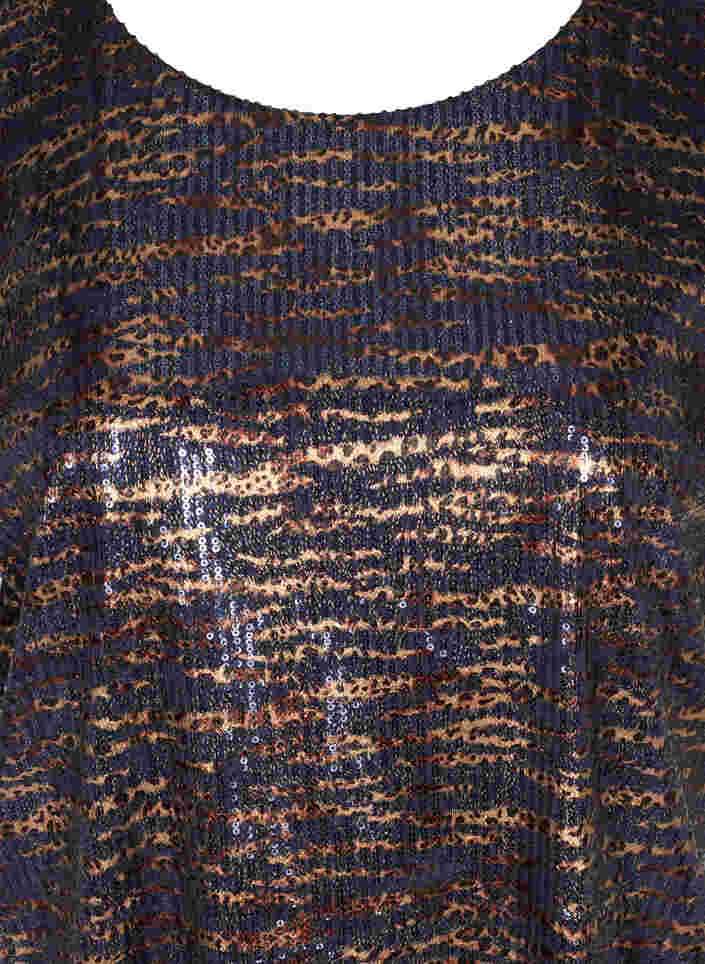 Kortærmet pailletkjole med rund hals, Blue Brown Sequins, Packshot image number 2