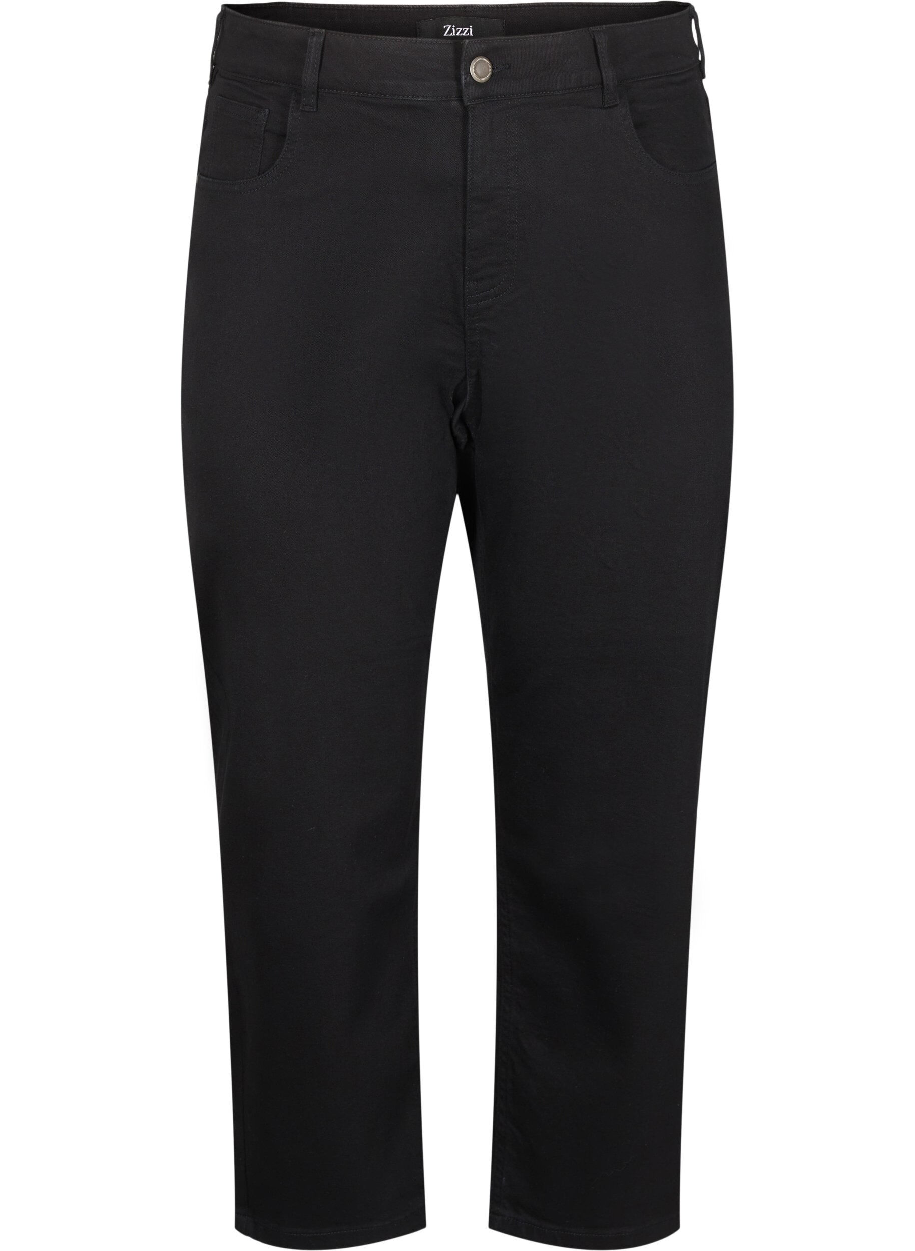 Zizzi Cropped Vera jeans med straight fit, Black, Packshot image number 0