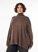 Strikbluse med rullekrave og l&oslash;s pasform, Brun, Model image number 0