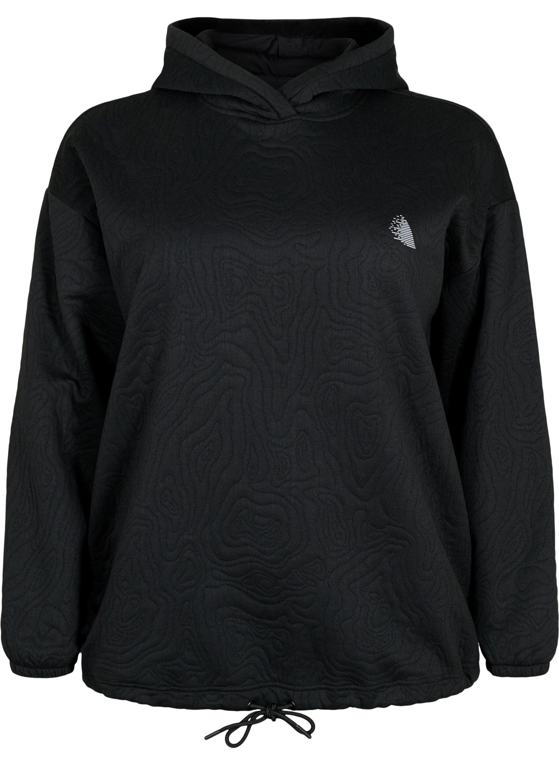 Zizzi Sporty sweatshirt med h&aelig;tte, Black, Packshot image number 0