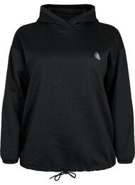 Sporty sweatshirt med hætte, Black, Packshot