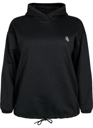 Sporty sweatshirt med hætte, Black, Packshot image number 0
