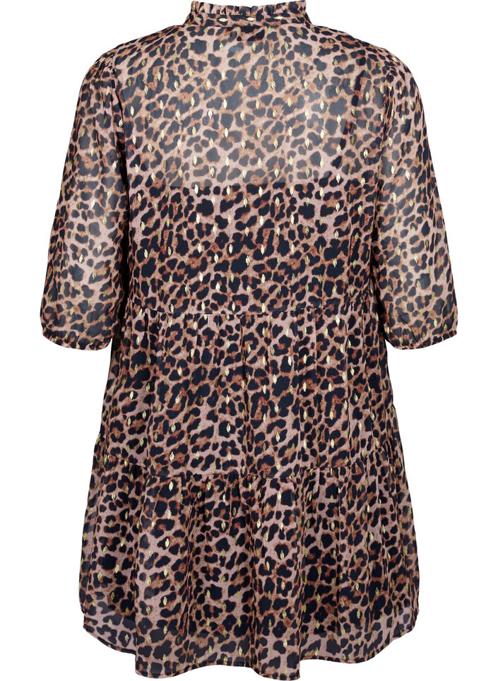 Tunika med leoprint og lurex, Leopard AOP, Packshot image number 1