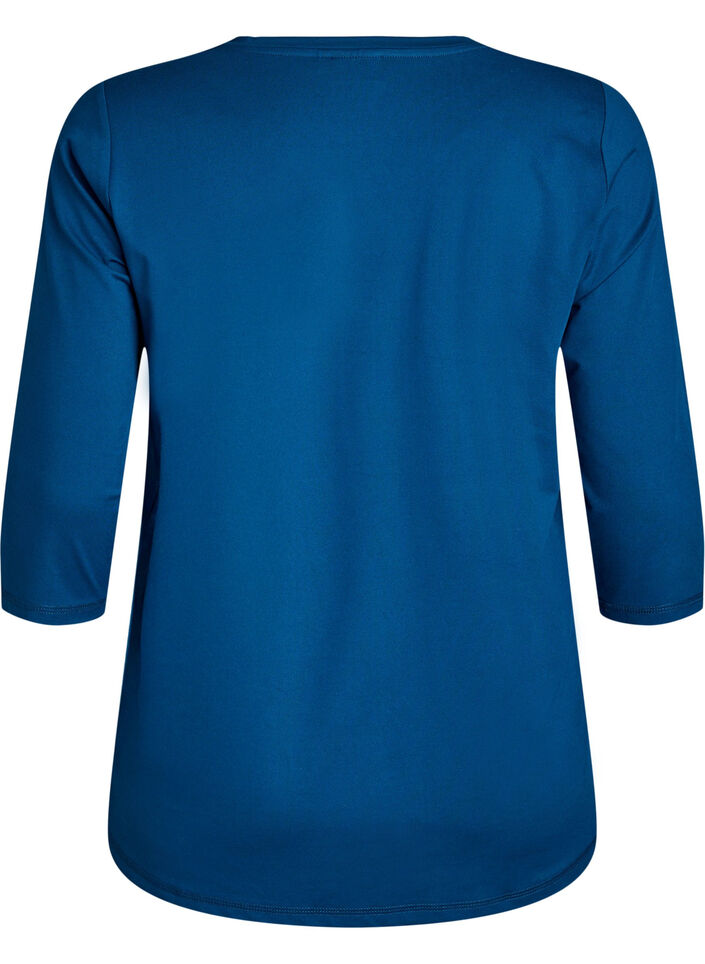 Tr&aelig;ningsbluse med 3/4 &aelig;rmer, Bl&aring;, Packshot image number 1