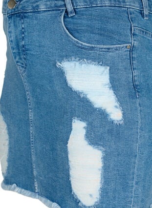 Tætsiddende denim nederdel med slid, Blue denim, Packshot image number 2