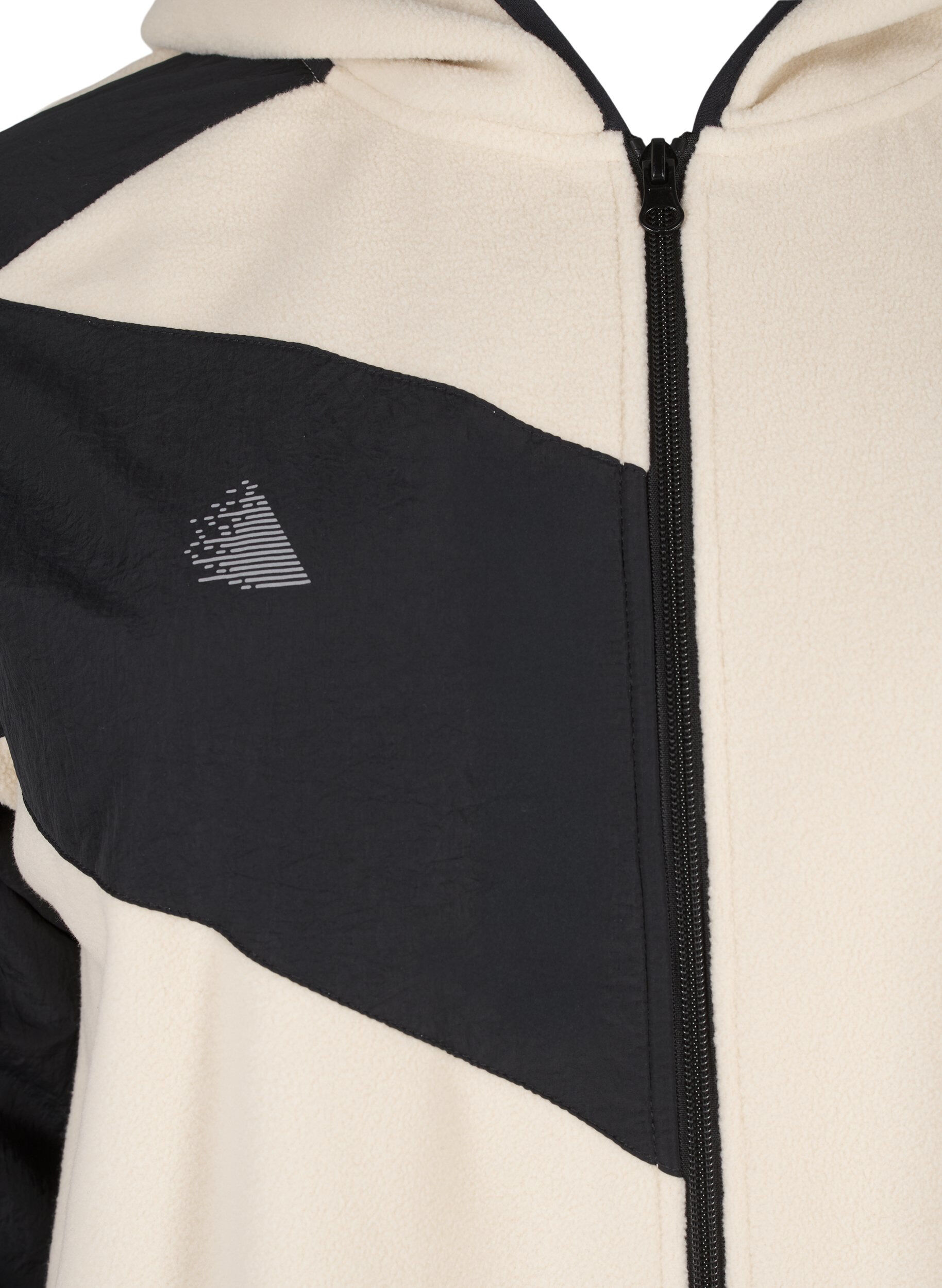 Zizzi Fleecejakke med h&aelig;tte og lommer, Beige, Packshot image number 2